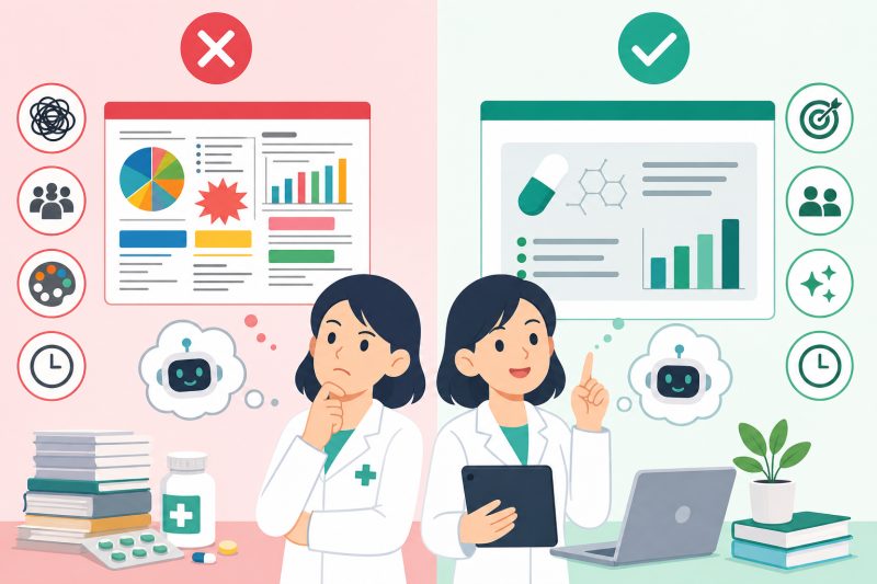 藥師使用 AI 做簡報時常見的錯誤與正確做法|藥師運用Ai進行資料呈現、簡報設計 說明圖
